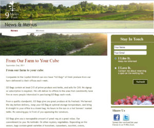 screenshot tof website from 9 miles east farm