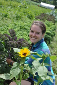 Rachel Fussell in Vermont Tech's Vegetable Garden. Photo by Isaiah McKeown