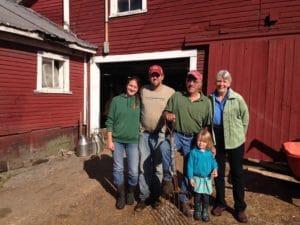 Asia, David, Bob, Ella, and Beth Kennett represent three generations of dairy farmers at Liberty Hill Farm in Rochester, Vermont – a popular agritourism destination. Photo by Rachel Carter.