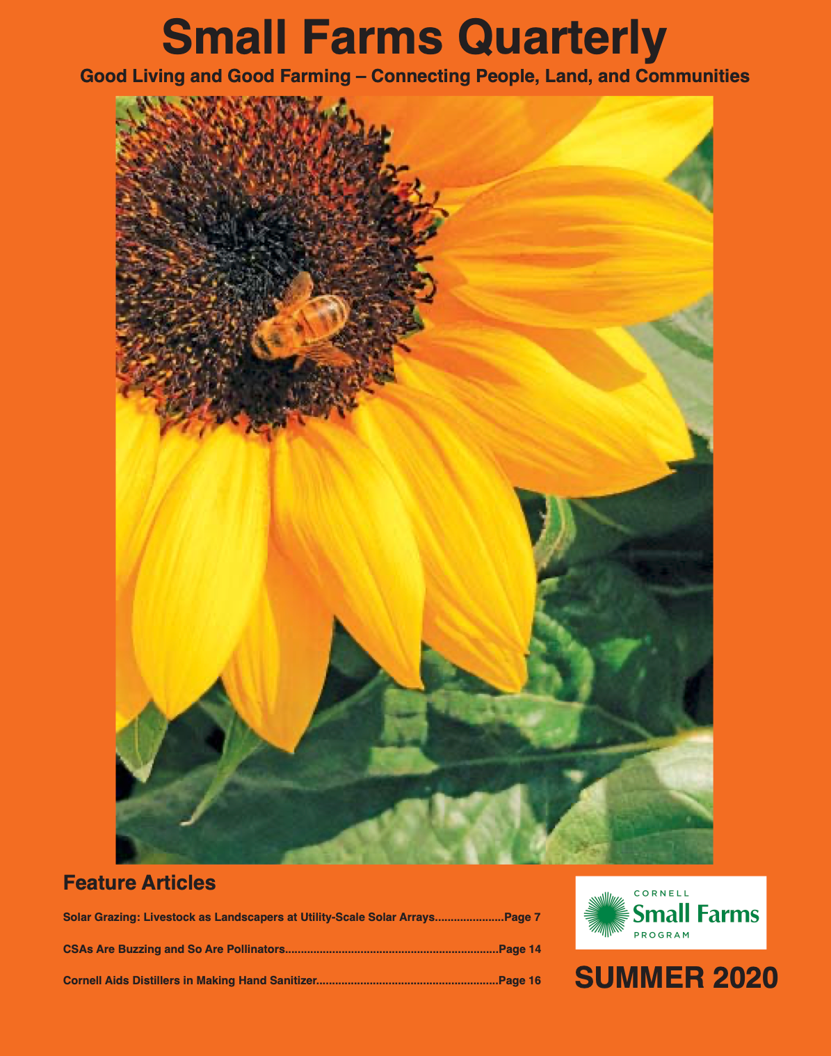 Summer 2020 Quarterly Cover, featuring an image of a flower with a honeybee