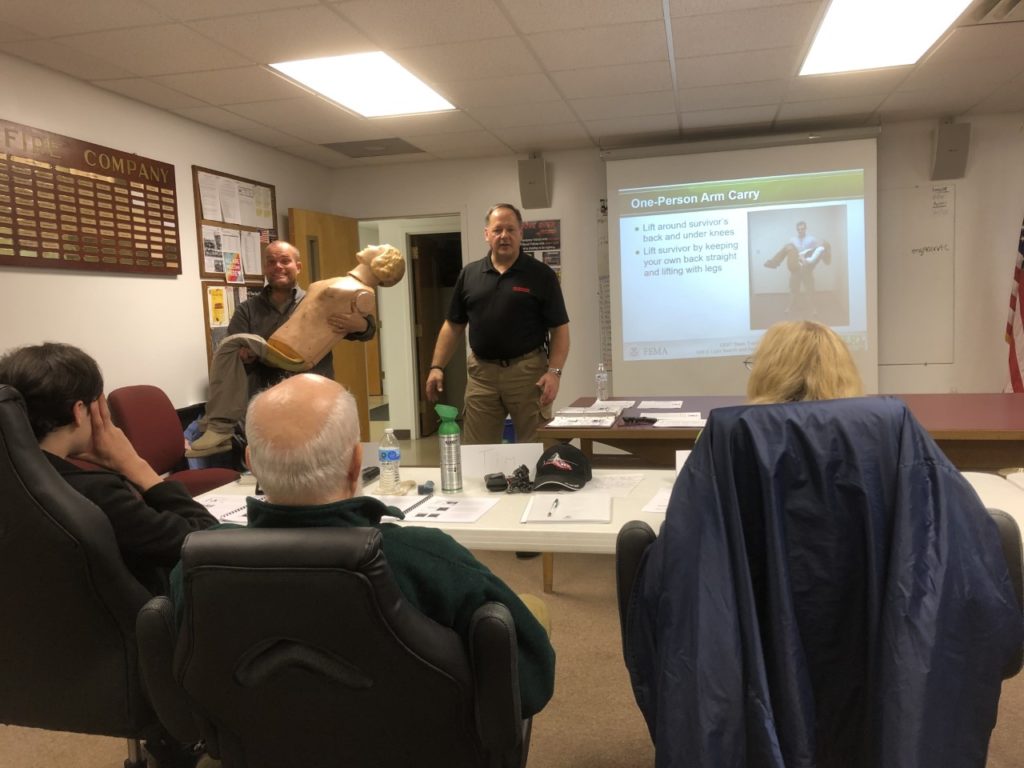 Army veteran, Martin (Marty) Kopcho, trains local community members how to support disaster response for incidents that may impact their area. Trainings can include basic disaster response skills, such as fire safety, light search and rescue, first aid, and most importantly team organization. 